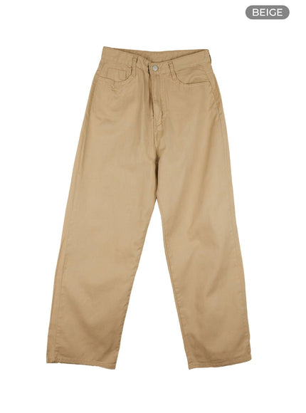 basic-cotton-straight-leg-pants-oy424 / Beige