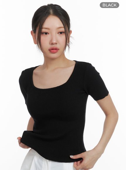 basic-square-neck-tee-oa419 / Black