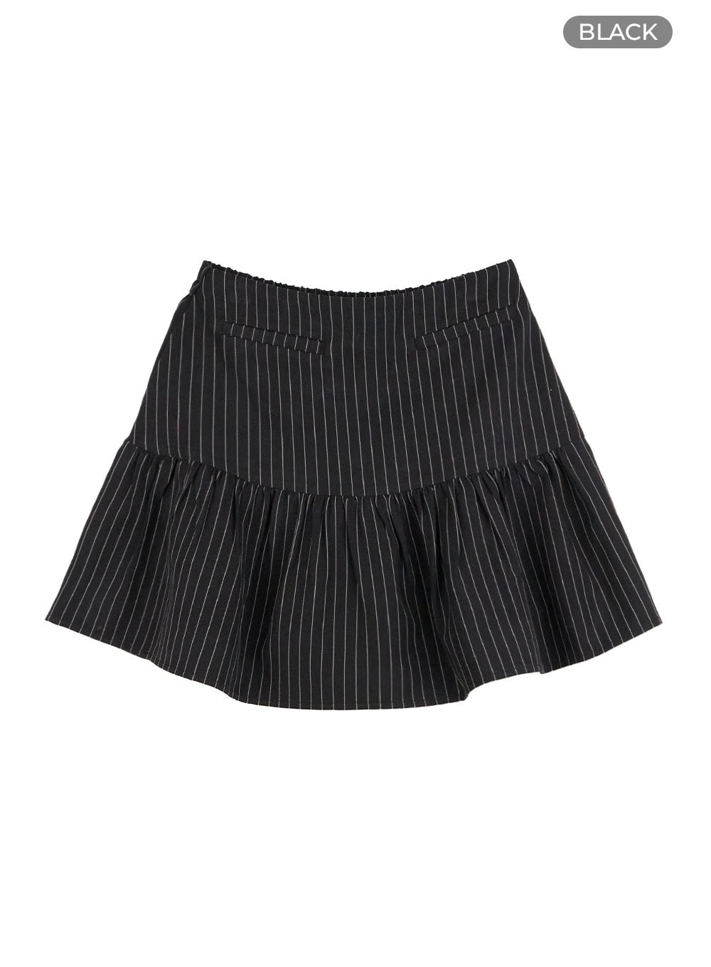 chic-striped-flared-mini-skirt-co402 / Black