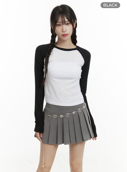 raglan-sleeve-slim-top-oa425 / Black