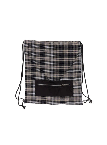 Checkered Cotton Drawstring Backpack CO521