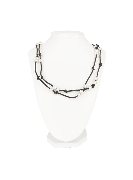 blossom-scarf-necklace-cu518 / Black