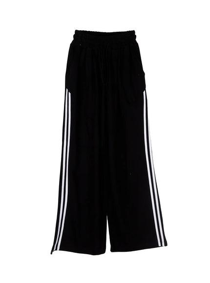 contrast-stripe-wide-pants-cs526 / Black