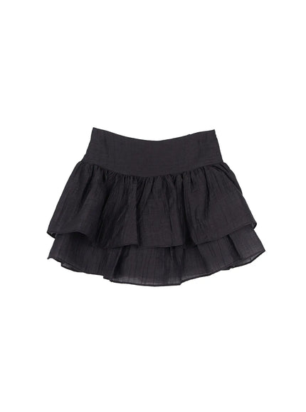 tiered-frill-mini-skirt-cl515 / Black