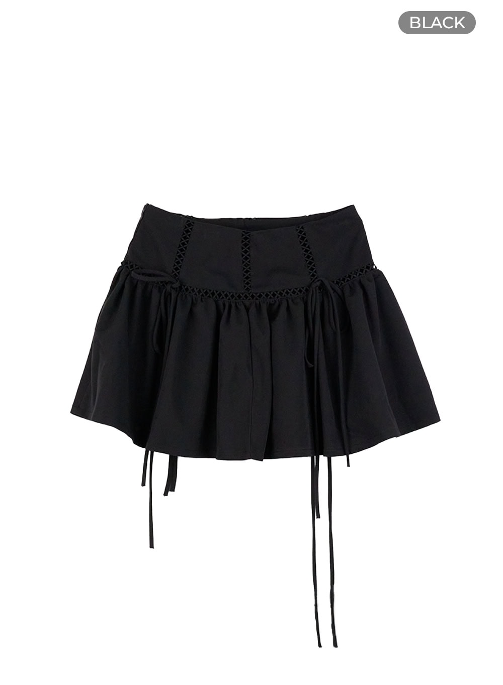 ribbon-flare-mini-skirt-cg402 / Black