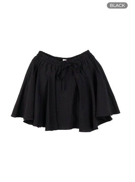 flare-rayon-mini-skirt-ol422 / Black