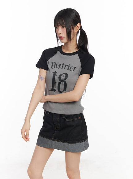 raglan-graphic-slim-fit-tee-cy514 / Black