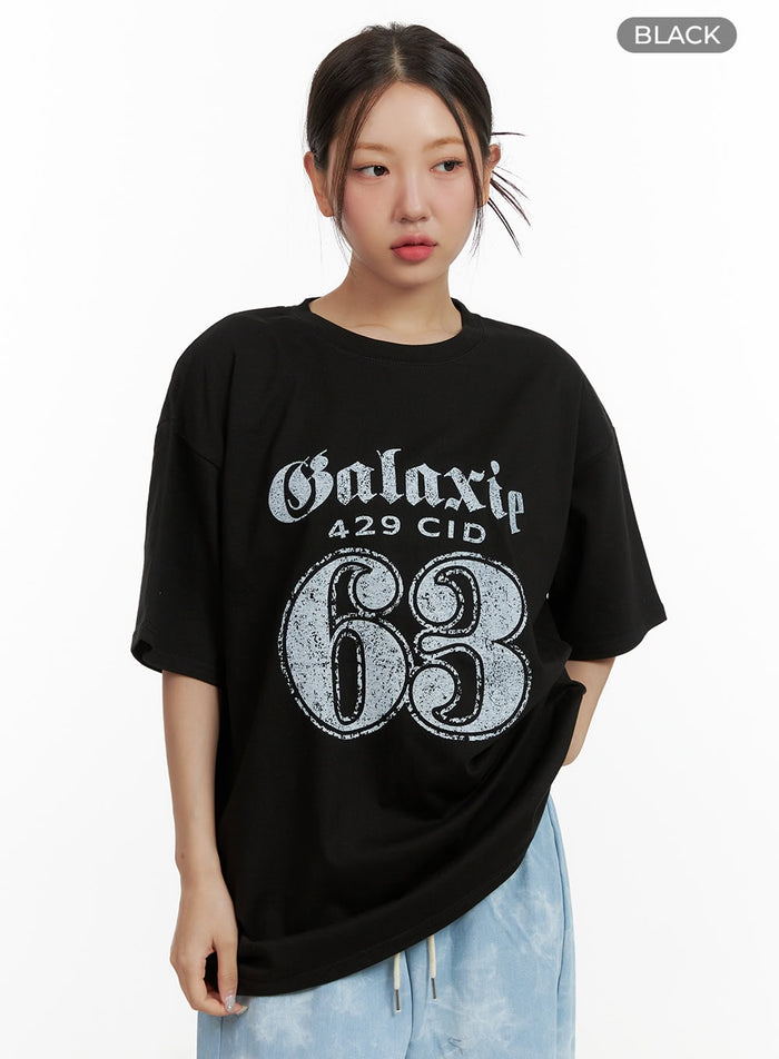 oversized-graphic-t-shirt-ou403 / Black