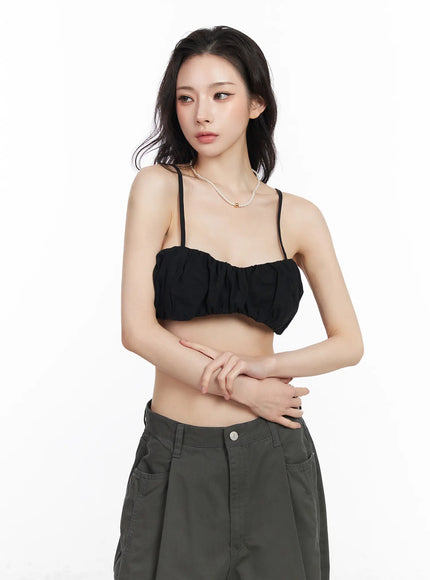 shirred-micro-bustier-top-cm518 / Black