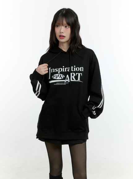 cozy-graphic-sports-hoodie-cf507 / Black