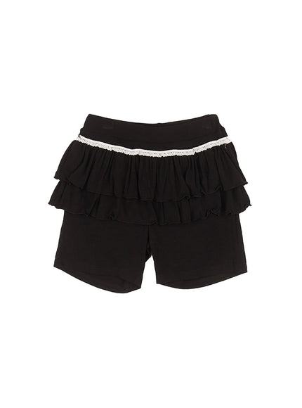 frill-lace-layered-biker-shorts-ca509 / Black