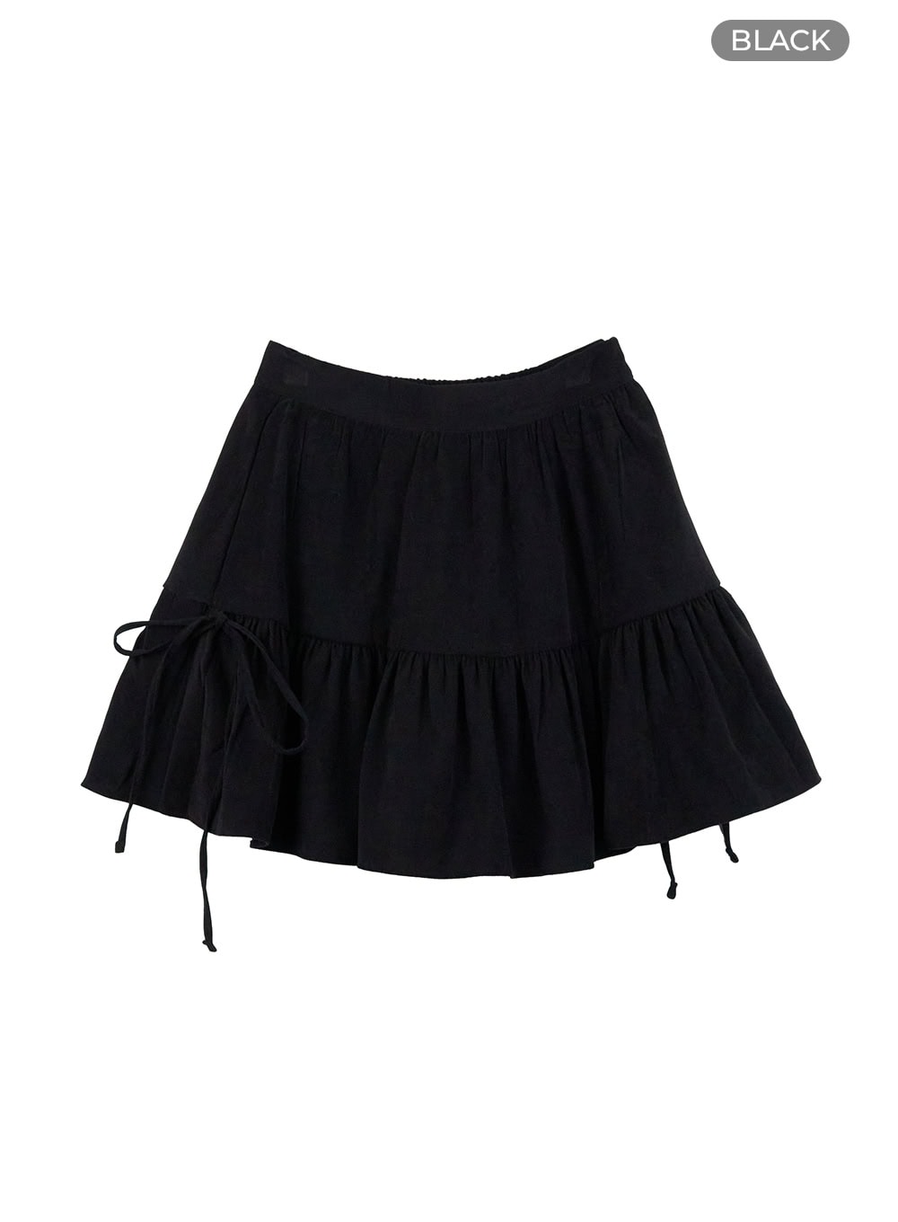 ribbon-flare-mini-skirt-oo421 / Black