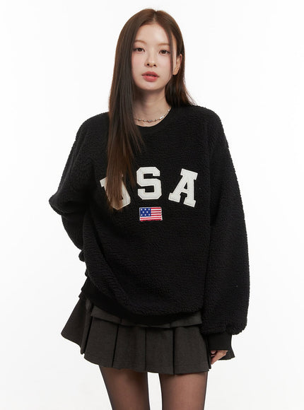 polyester-embroidered-loose-fit-hoodie-od417 / Black