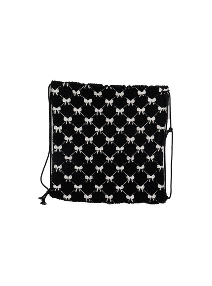 ballet-core-ribbon-drawstring-bag-cf503 / Black