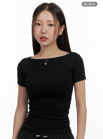 basic-boat-neck-tee-ol401 / Black