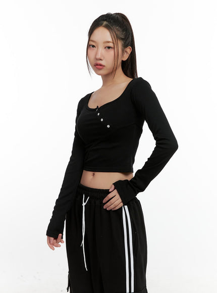 asymmetrical-strappy-long-sleeve-cn412 / Black