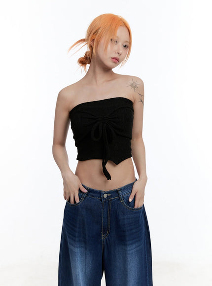 ribbon-tube-crop-top-cy530 / Black