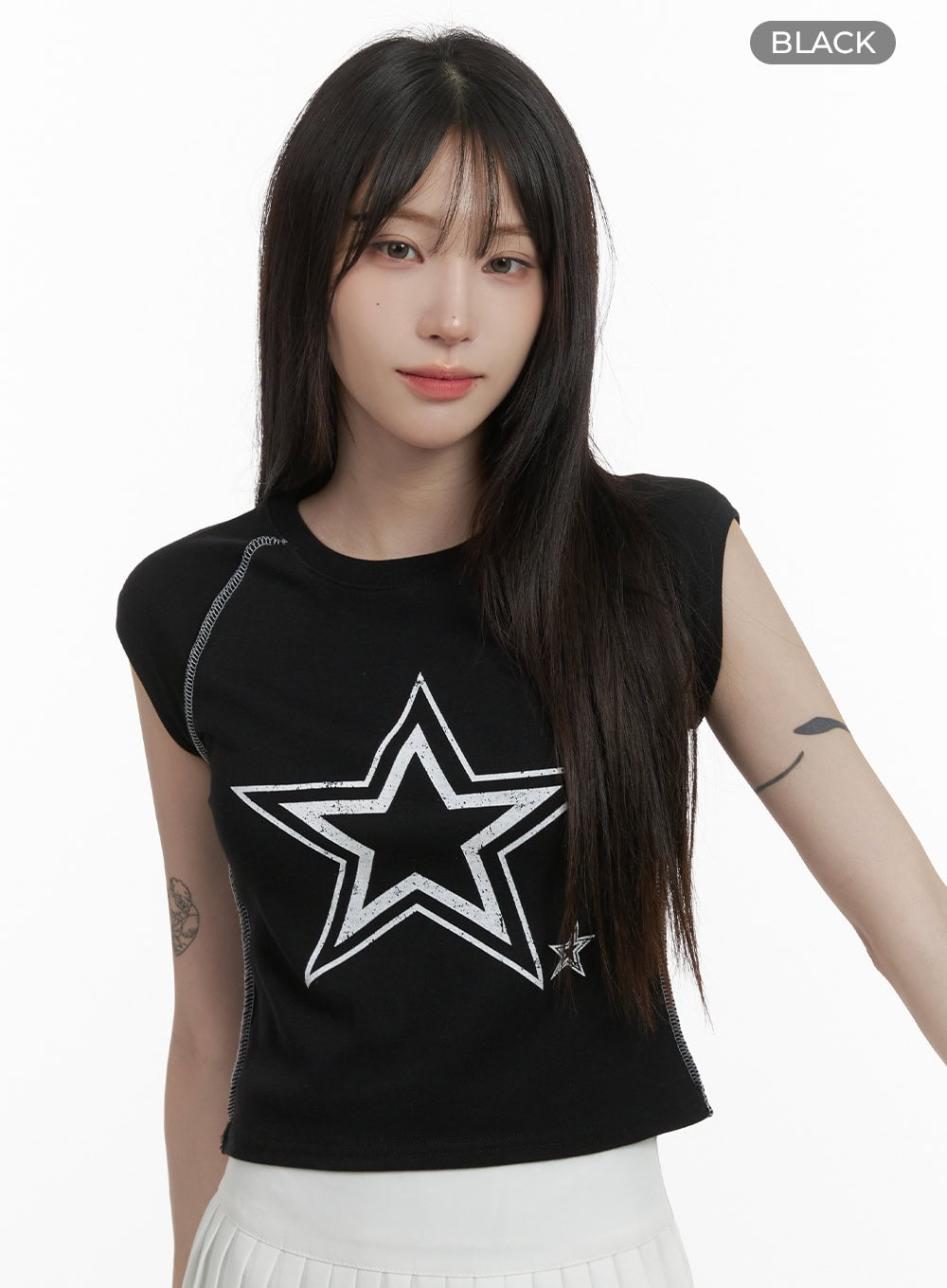 star-graphic-tee-oa426 / Black