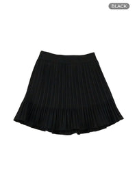 solid-ruffle-hem-mini-skirt-oy427 / Black
