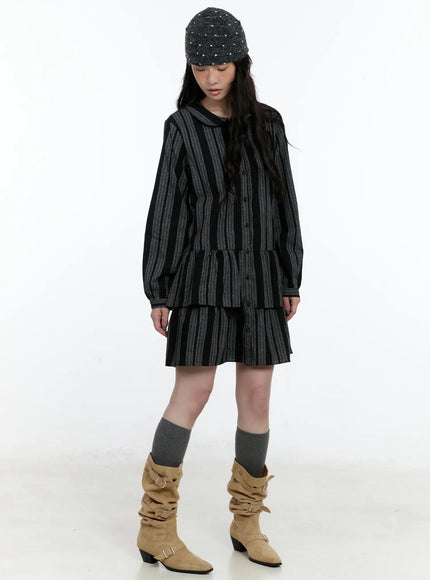 ruffle-midi-button-dress-cn517 / Black