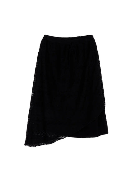 bohemian-crochet-midi-skirt-cn520 / Black