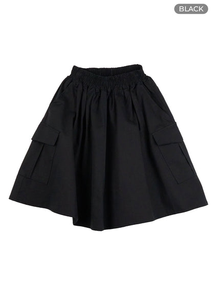 cargo-chic-cotton-midi-skirt-ol424 / Black