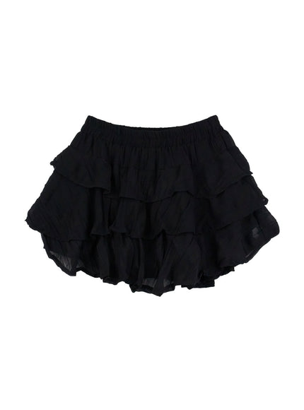 ruffle-banded-mini-skirt-on404 / Black