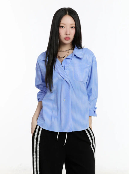 oversized-button-up-shirt-cm511 / Blue