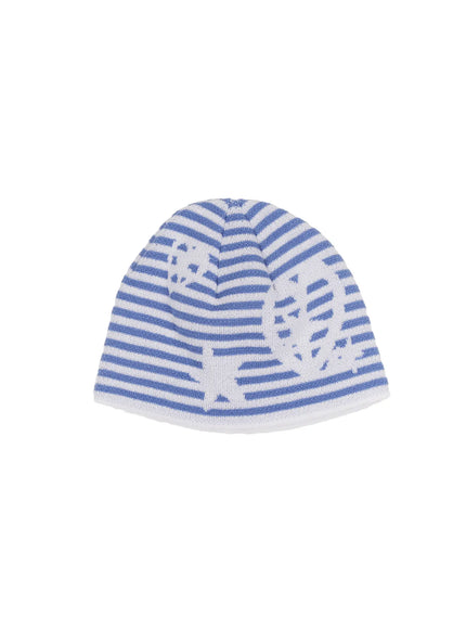 striped-graphic-knit-beanie-cf510 / Blue