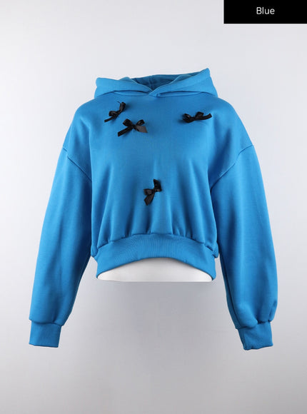 ribbon-solid-essential-cropped-hoodie-cd320 / Blue