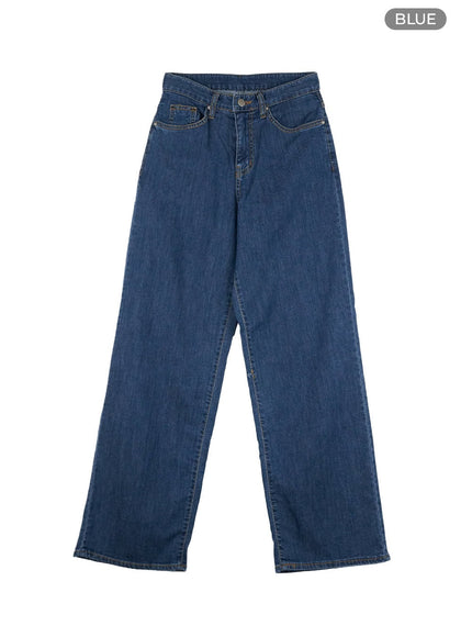 washed-low-rise-loose-straight-jeans-ol416 / Blue