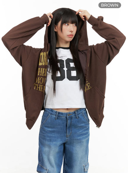 cozy-lettering-hoodie-jacket-cg420 / Brown