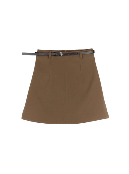 belted-mini-skirt-co506 / Brown