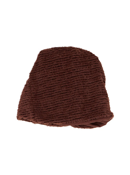 faux-fur-loose-fit-beanie-co521 / Brown