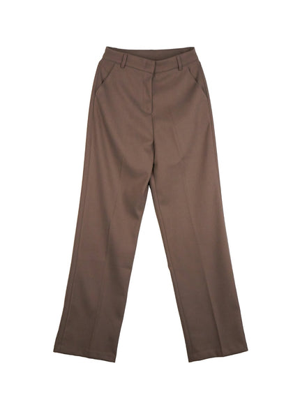 warm-straight-fit-slacks-on422 / Brown