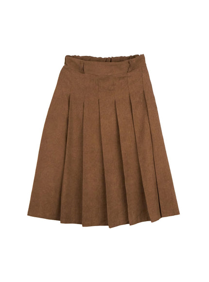 pleated-corduroy-midi-skirt-on429 / Brown