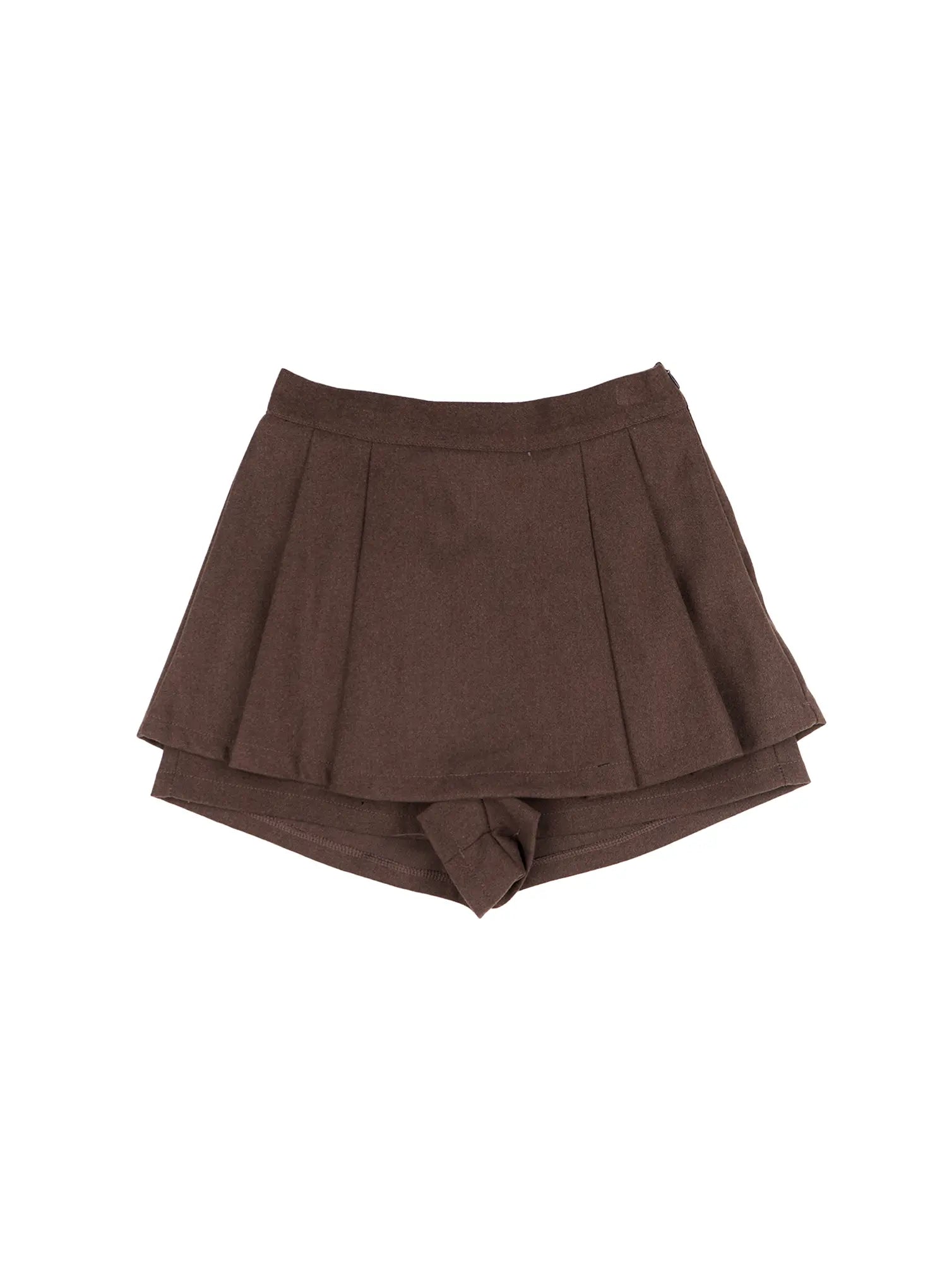 trendy-pleated-mini-skort-cn505 / Brown