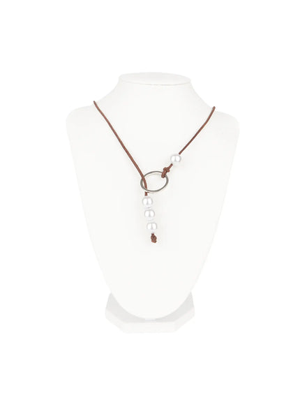 circle-pendant-necklace-cu516 / Brown