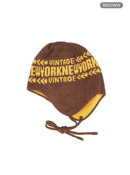 graphic-lettering-beanie-cg426 / Brown