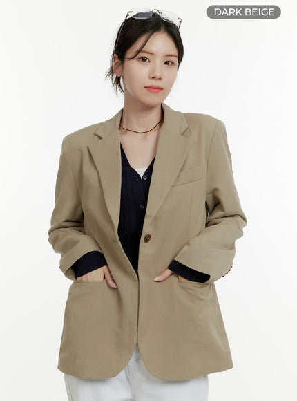 oversized-collar-blazer-oa405 / Dark beige