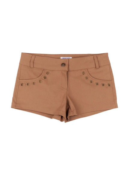 low-rise-eyelet-shorts-co529 / Dark beige