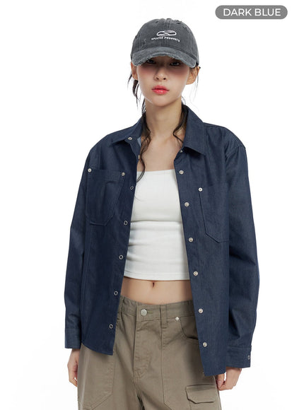 collared-denim-pocket-shirt-co426 / Dark blue
