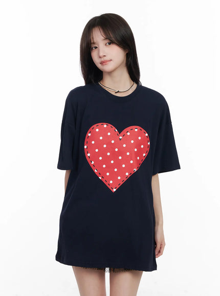 oversized-heart-graphic-tee-cm531 / Dark blue