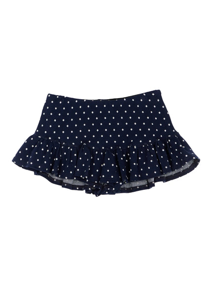 low-rise-polka-dot-ruffle-mini-skirt-co514 / Dark blue