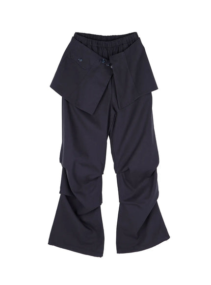 button-detail-skirt-pants-cy514 / Dark blue