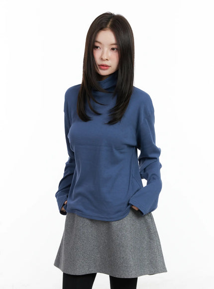 classic-oversized-turtleneck-long-sleeve-top-cn518 / Dark blue
