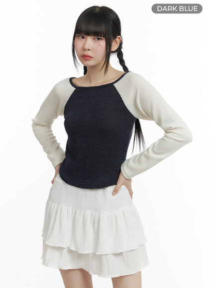 jersey-raglan-sleeve-crop-tee-om426 / Dark blue