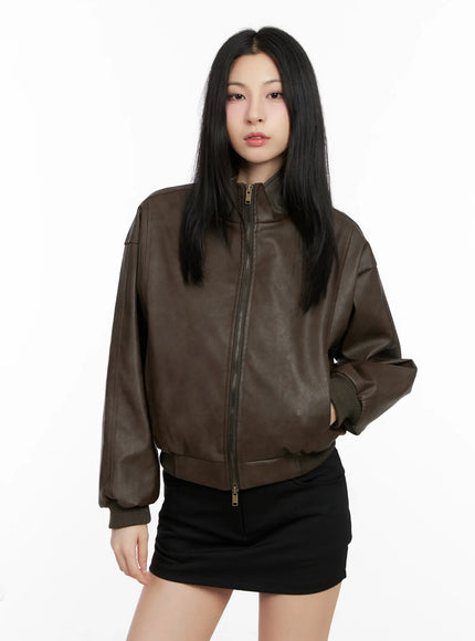 classic-black-leather-jacket-cg526 / Dark brown