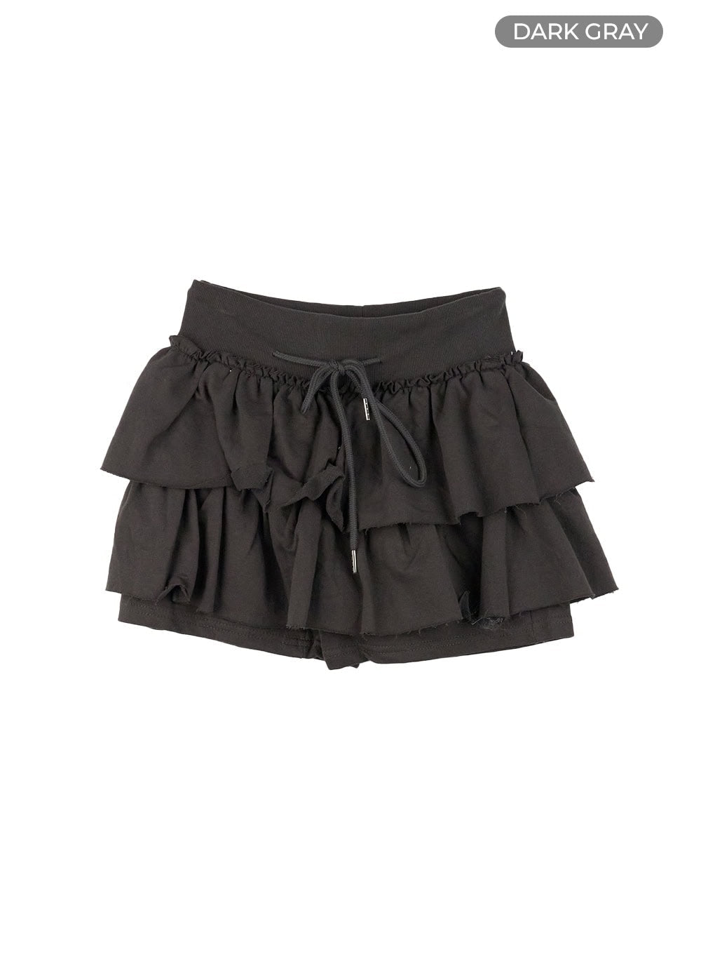 ruffle-banded-cotton-mini-skirt-cg412 / Dark gray