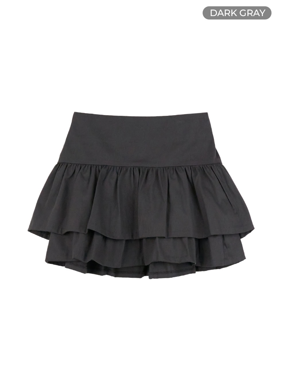 ruffle-waist-cotton-mini-skirt-os416 / Dark gray